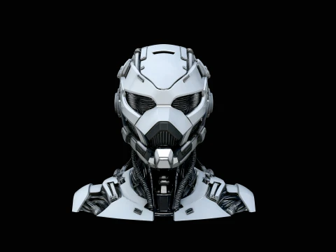 Cyborg Android Bust Statue Design 1 - 3D Print Model Model do druku 3D