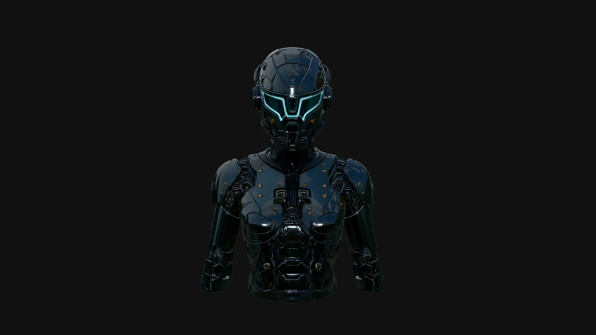 Cyborg Android Bust Statue Design 3 - 3D Print Model 3D Print Model .c4d .max .obj .3ds .fbx .stl .blend 