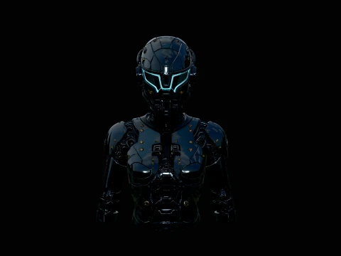 Cyborg Android Bust Statue Design 3 - 3D Print Model Modelo de Impressão 3D