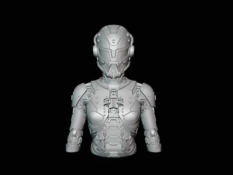 Cyborg Android Bust Statue Design 3 - 3D Print Model 3D Print Model
