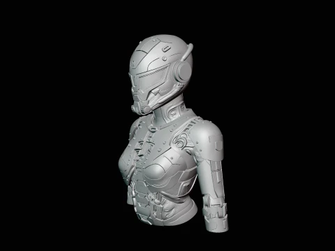 Cyborg Android Bust Statue Design 3 - 3D Print Model 3D Print Model