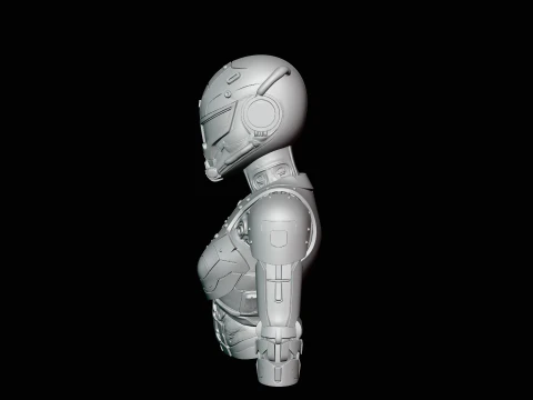 Cyborg Android Bust Statue Design 3 - 3D Print Model 3D Print Model