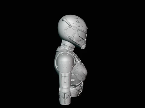 Cyborg Android Bust Statue Design 3 - 3D Print Model 3D Print Model