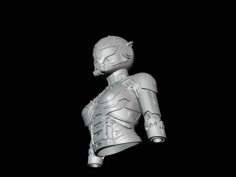 Cyborg Android Bust Statue Design 3 - 3D Print Model 3D Print Model