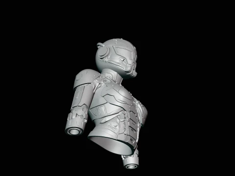 Cyborg Android Bust Statue Design 3 - 3D Print Model 3D Print Model