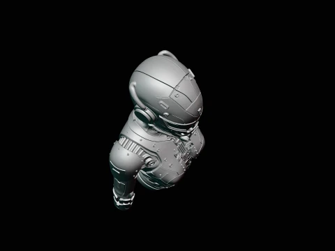 Cyborg Android Bust Statue Design 3 - 3D Print Model 3D Print Model