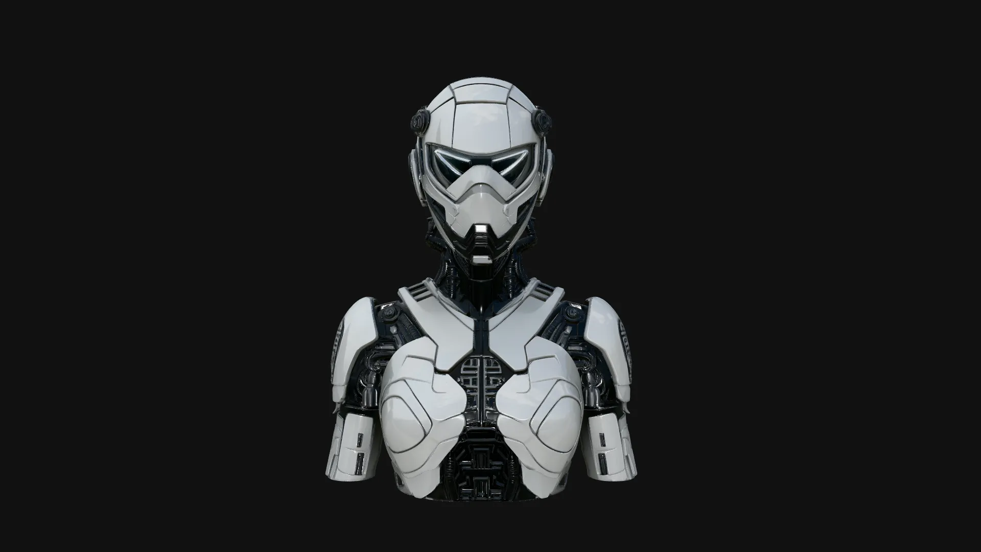 Cyborg Android Bust Statue Design 4 - 3D Print Model 3D Print Model .c4d .max .obj .3ds .fbx .stl .blend 