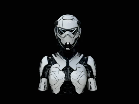 Cyborg Android Bust Statue Design 4 - 3D Print Model 3D Print Model