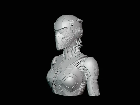 Cyborg Android Bust Statue Design 4 - 3D Print Model 3D Print Model