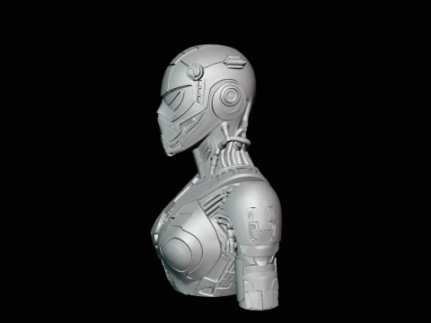 Cyborg Android Bust Statue Design 4 - 3D Print Model 3D Print Model