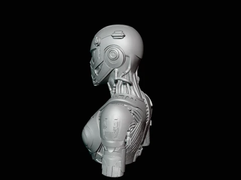 Cyborg Android Bust Statue Design 4 - 3D Print Model 3D Print Model