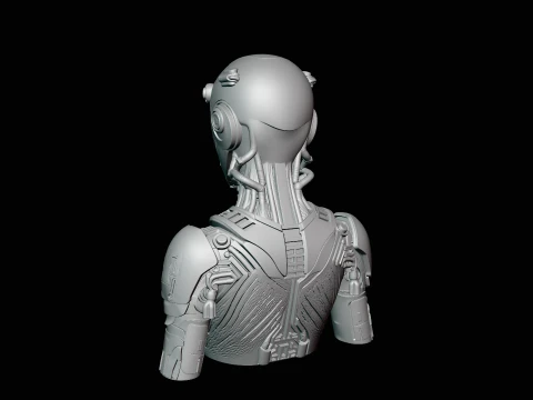 Cyborg Android Bust Statue Design 4 - 3D Print Model 3D Print Model