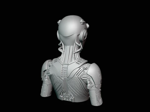 Cyborg Android Bust Statue Design 4 - 3D Print Model 3D Print Model