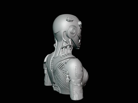 Cyborg Android Bust Statue Design 4 - 3D Print Model 3D Print Model