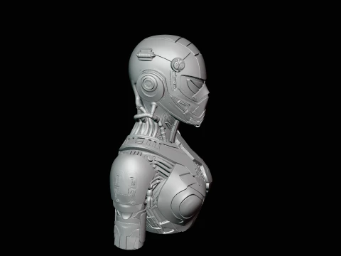 Cyborg Android Bust Statue Design 4 - 3D Print Model 3D Print Model