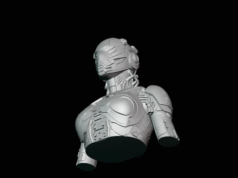 Cyborg Android Bust Statue Design 4 - 3D Print Model 3D Print Model