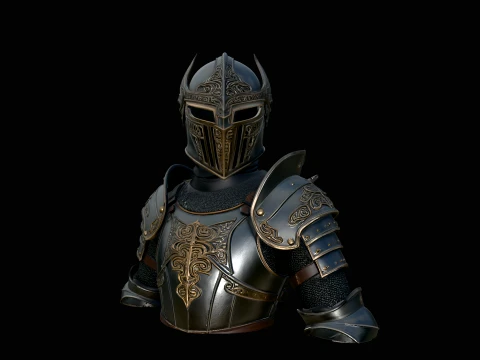 Medieval Knight Armor Bust Statue Design 5 - 3D Print Model 3D Print Model