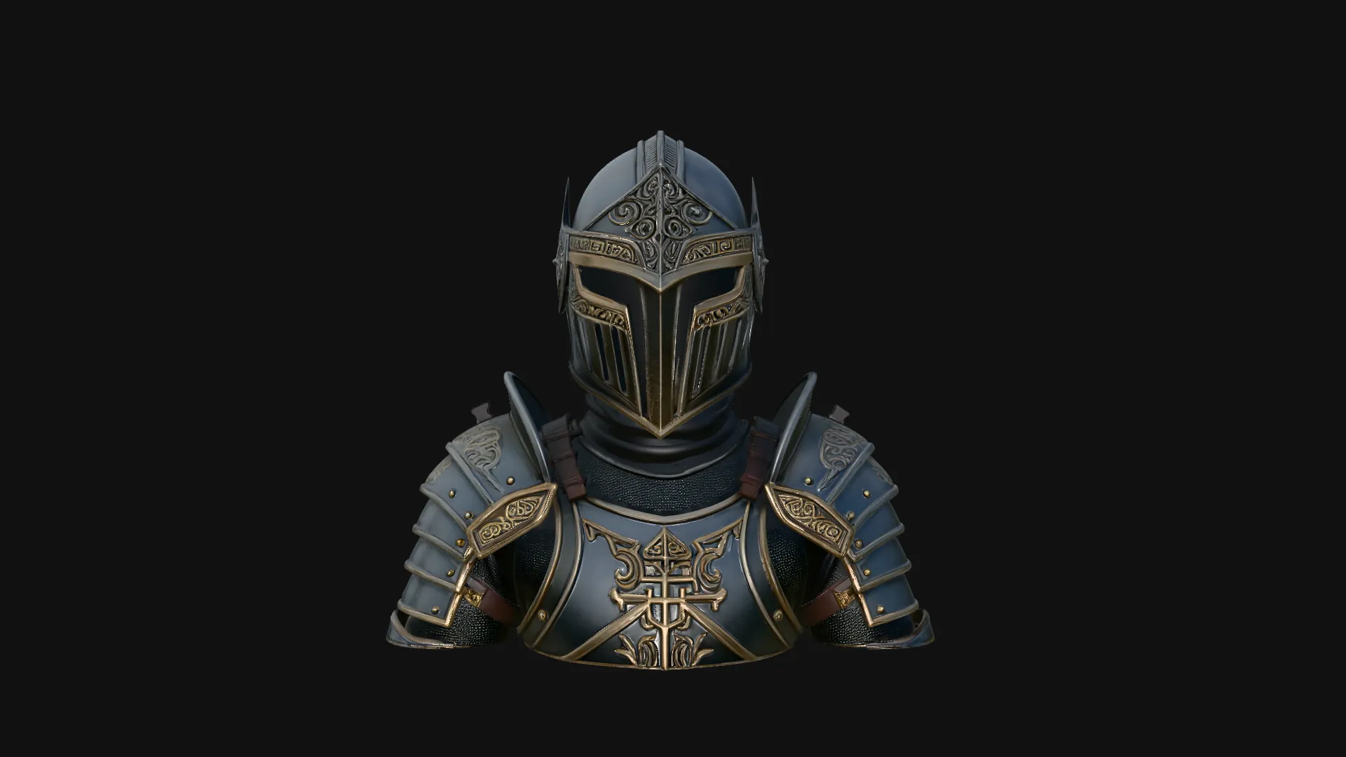 Medieval Knight Armor Bust Statue Design 6 - 3D Print Model 3D Print Model .c4d .max .obj .3ds .fbx .stl .blend 