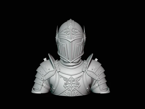 Medieval Knight Armor Bust Statue Design 6 - 3D Print Model 3D Print Model