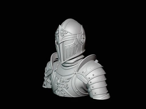 Medieval Knight Armor Bust Statue Design 6 - 3D Print Model 3D Print Model