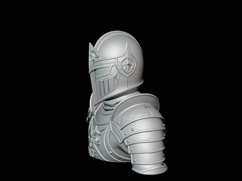 Medieval Knight Armor Bust Statue Design 6 - 3D Print Model 3D Print Model