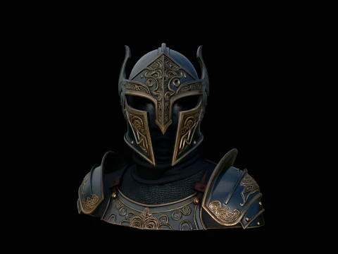 Medieval Knight Armor Bust Statue Design 7 - 3D Print Model 3D Print Model
