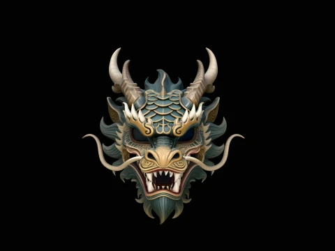 Chinese Dragon Head Bust Statue Design 1 - 3D Print Model 3D Принт Модель