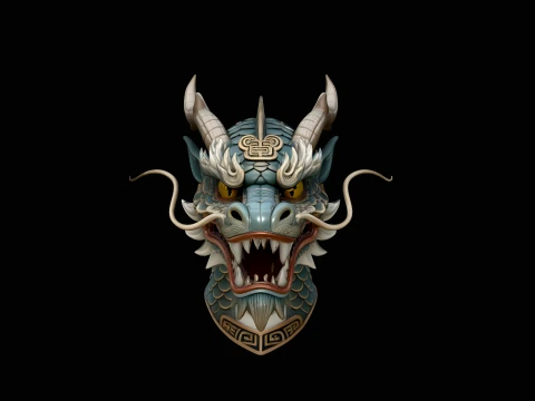 Chinese Dragon Head Bust Statue Design 3 - 3D Print Model 3D Принт Модель