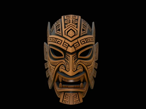 Tribal Tiki Mask Design 1 - 3D Print Model 3Dプリントモデル