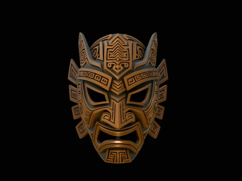 Tribal Tiki Mask Design 2 - 3D Print Model 3Dプリントモデル