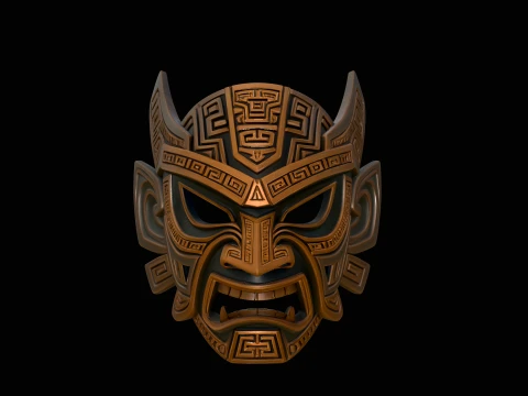 Tribal Tiki Mask Design 3 - 3D Print Model 3Dプリントモデル