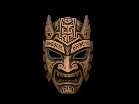 Tribal Tiki Mask Design 4 - 3D Print Model 3Dプリントモデル