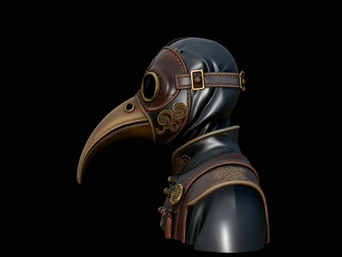 Plague Doctor Bust Statue Design 1 - 3D Print Model 3D 打印模型