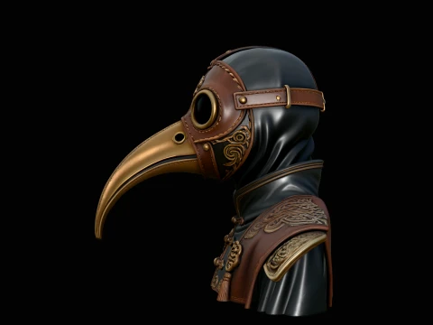 Plague Doctor Bust Statue Design 2 - 3D Print Model 3D 打印模型