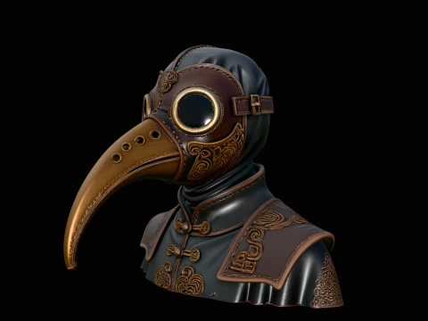 Plague Doctor Bust Statue Design 4 - 3D Print Model 3D 打印模型