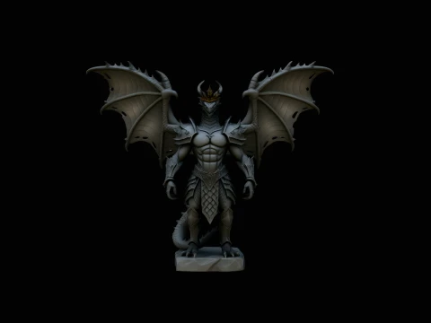 Winged Dragon Demon Statue Design 1 - 3D Print Model 3D Baskı Modeli