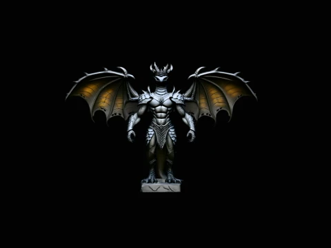 Winged Dragon Demon Statue Design 2 - 3D Print Model 3D Baskı Modeli
