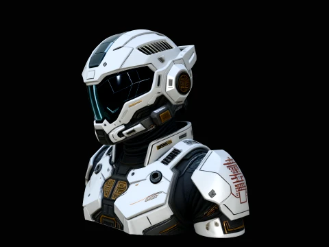 Sci-Fi Armor Helmet Bust Statue Design 2 - 3D Print Model Modello di stampa 3D