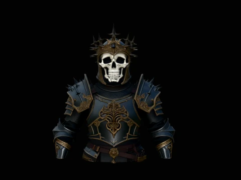 Skeleton King Armor Bust Statue Design 1 - 3D Print Model 3D Baskı Modeli