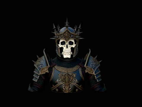 Skeleton King Armor Bust Statue Design 3 - 3D Print Model 3D Print Model