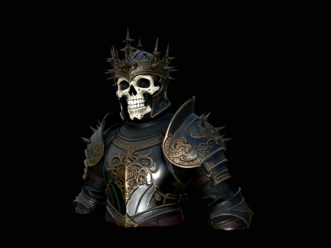 Skeleton King Armor Bust Statue Design 4 - 3D Print Model 3D Print Model