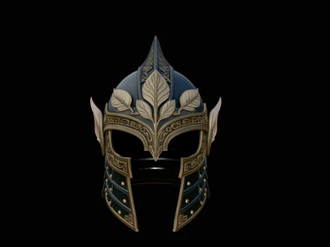 Elven Knight Helmet Statue Design 2 - 3D Print Model 3D Print Model
