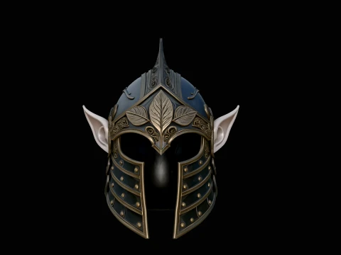 Elven Knight Helmet Statue Design 3 - 3D Print Model 3D Print Model