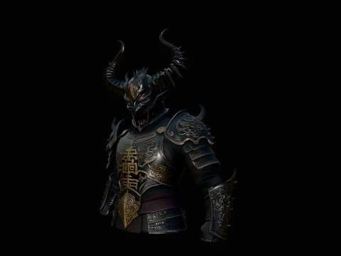 Demon Knight Armor Bust Statue Design 2 - 3D Print Model 3D 打印模型