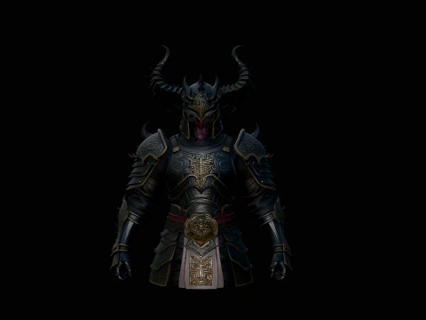 Demon Knight Armor Bust Statue Design 3 - 3D Print Model 3D 打印模型