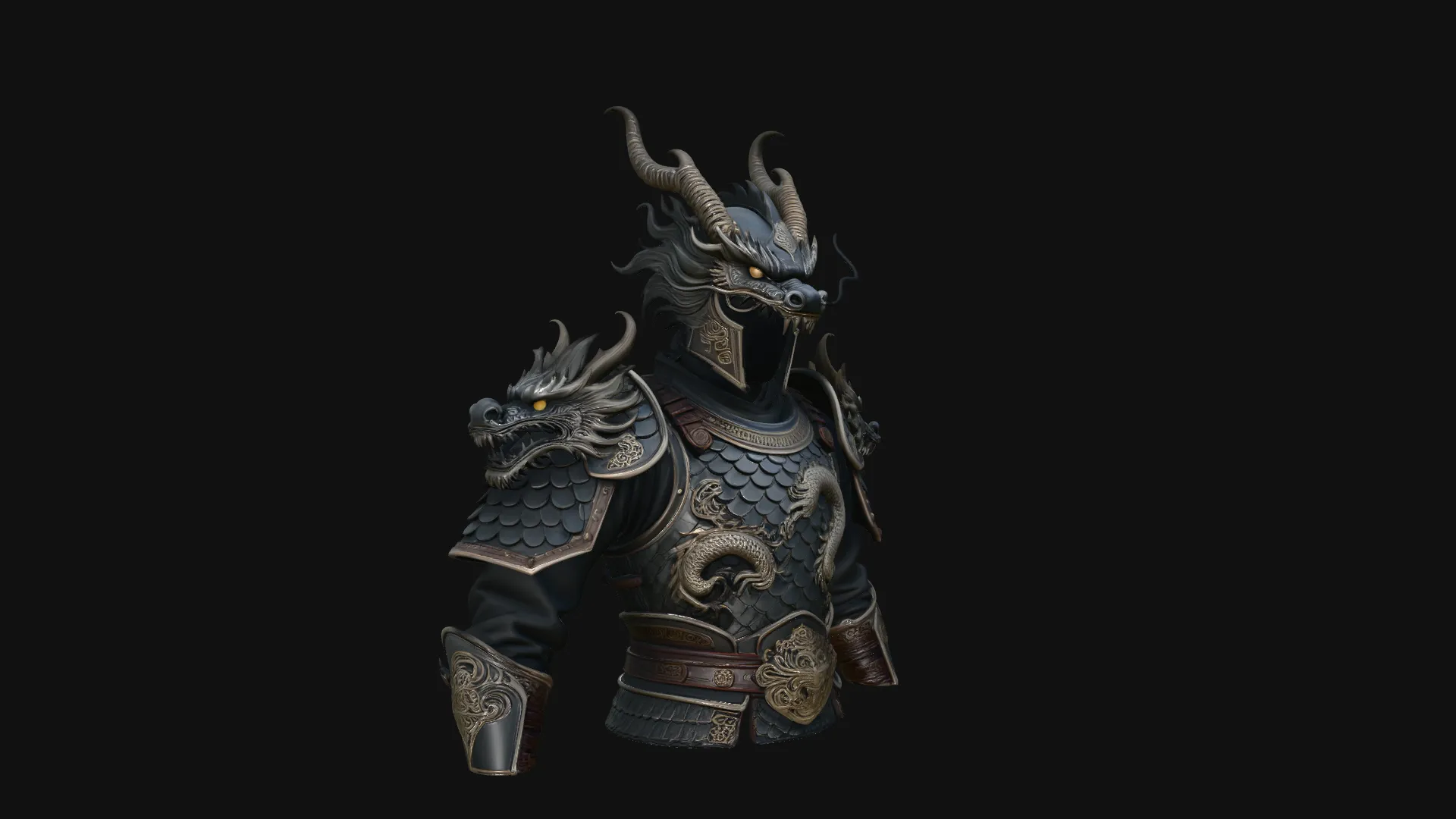 Dragon Helm Armor Bust Statue Design 4 - 3D Print Model 3D Print Model .c4d .max .obj .3ds .fbx .stl .blend 