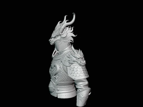 Dragon Helm Armor Bust Statue Design 4 - 3D Print Model 3D Print Model
