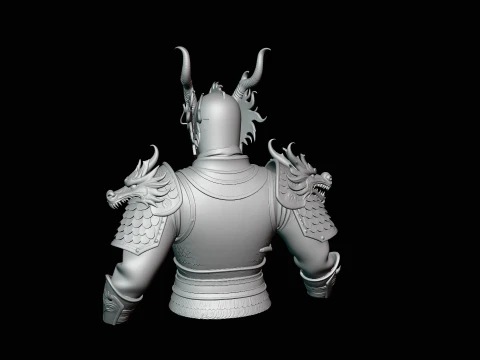 Dragon Helm Armor Bust Statue Design 4 - 3D Print Model 3D Print Model