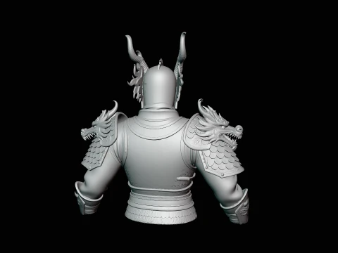 Dragon Helm Armor Bust Statue Design 4 - 3D Print Model 3D Print Model