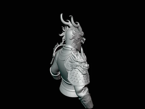 Dragon Helm Armor Bust Statue Design 4 - 3D Print Model 3D Print Model